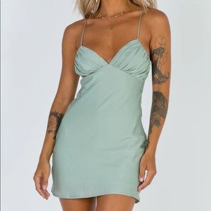 Princess Polly Jessa mini dress sage green